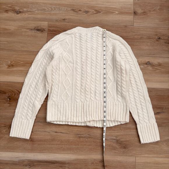J. Crew Cable-Knit Cardigan Sweater Ivory BM175 S - Picture 5 of 7